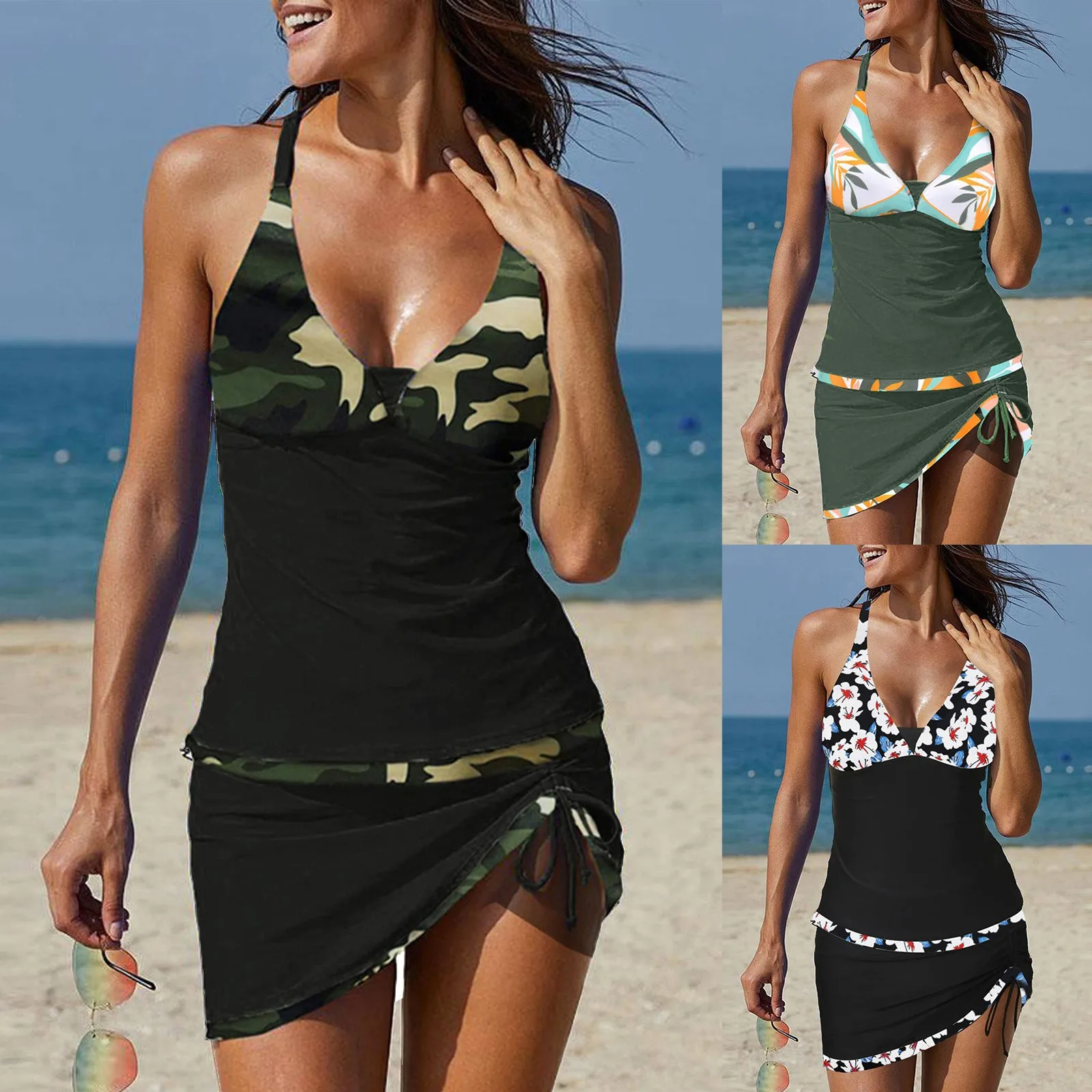 Tankini Swimsuits With Skirt 2 Piece Swimwear Color Block Bathing Suits For Women
Tankini Swimsuits With Skirt 2 Piece Swimwear Color Block Bathing Suits For Women