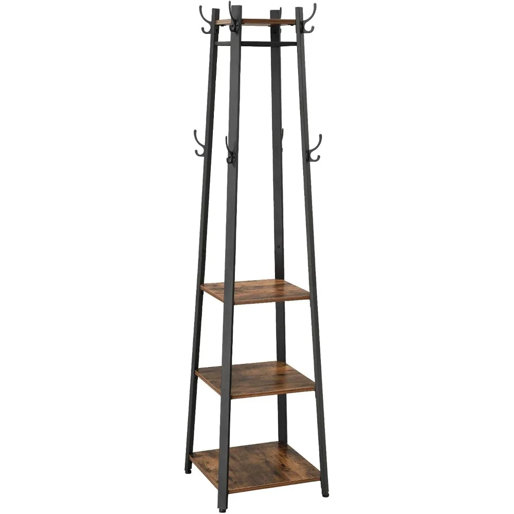 Coat Rack with 3 Shelves, Stand with Hooks for Scarves, Bags and Umbrellas, Steel Frame, Industrial Style
Coat Rack with 3 Shelves, Stand with Hooks for Scarves, Bags and Umbrellas, Steel Frame, Industrial Style