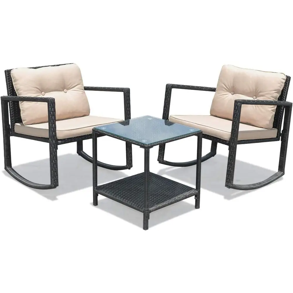 Outdoor 3-Piece Patio Rocking Set with Coffee Table, Rattan Wicker Furniture for Garden, Lawn, Backyard, or Balcony
Outdoor 3-Piece Patio Rocking Set with Coffee Table, Rattan Wicker Furniture for Garden, Lawn, Backyard, or Balcony
