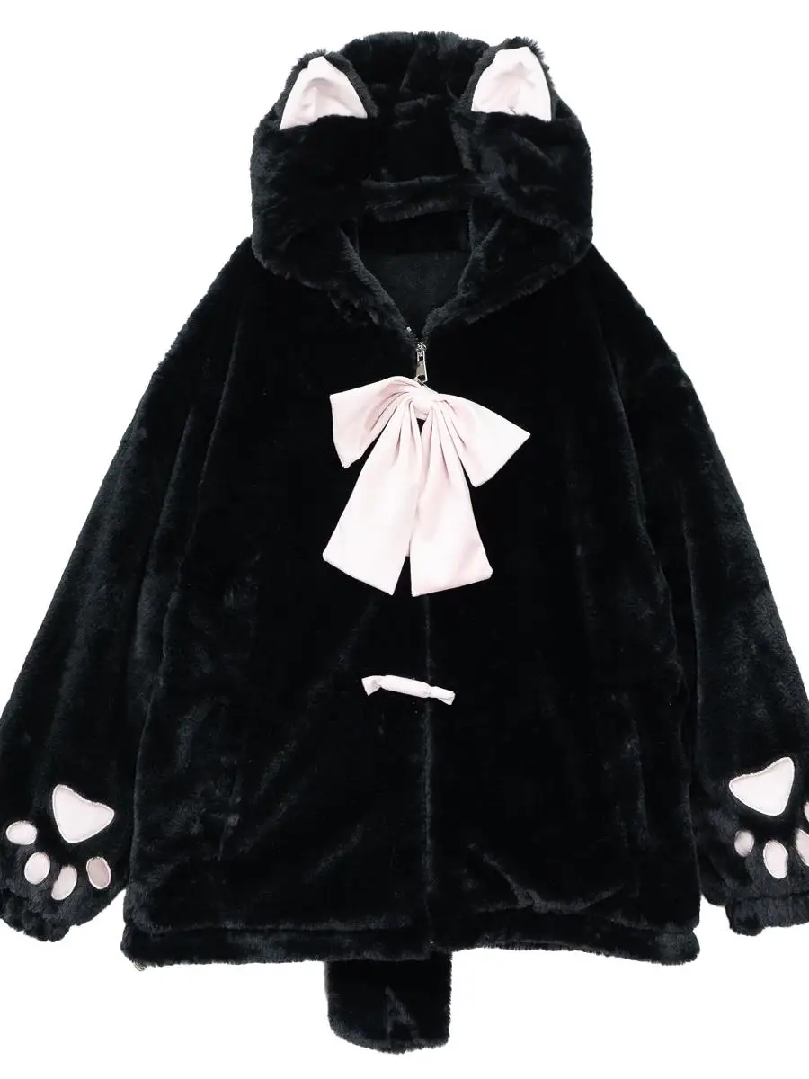 Coalfell Bow Black Cat Loose Hoodie with Velvet Zipper Lolita Coat, Women's Winter New Style
Coalfell Bow Black Cat Loose Hoodie with Velvet Zipper Lolita Coat, Women's Winter New Style
