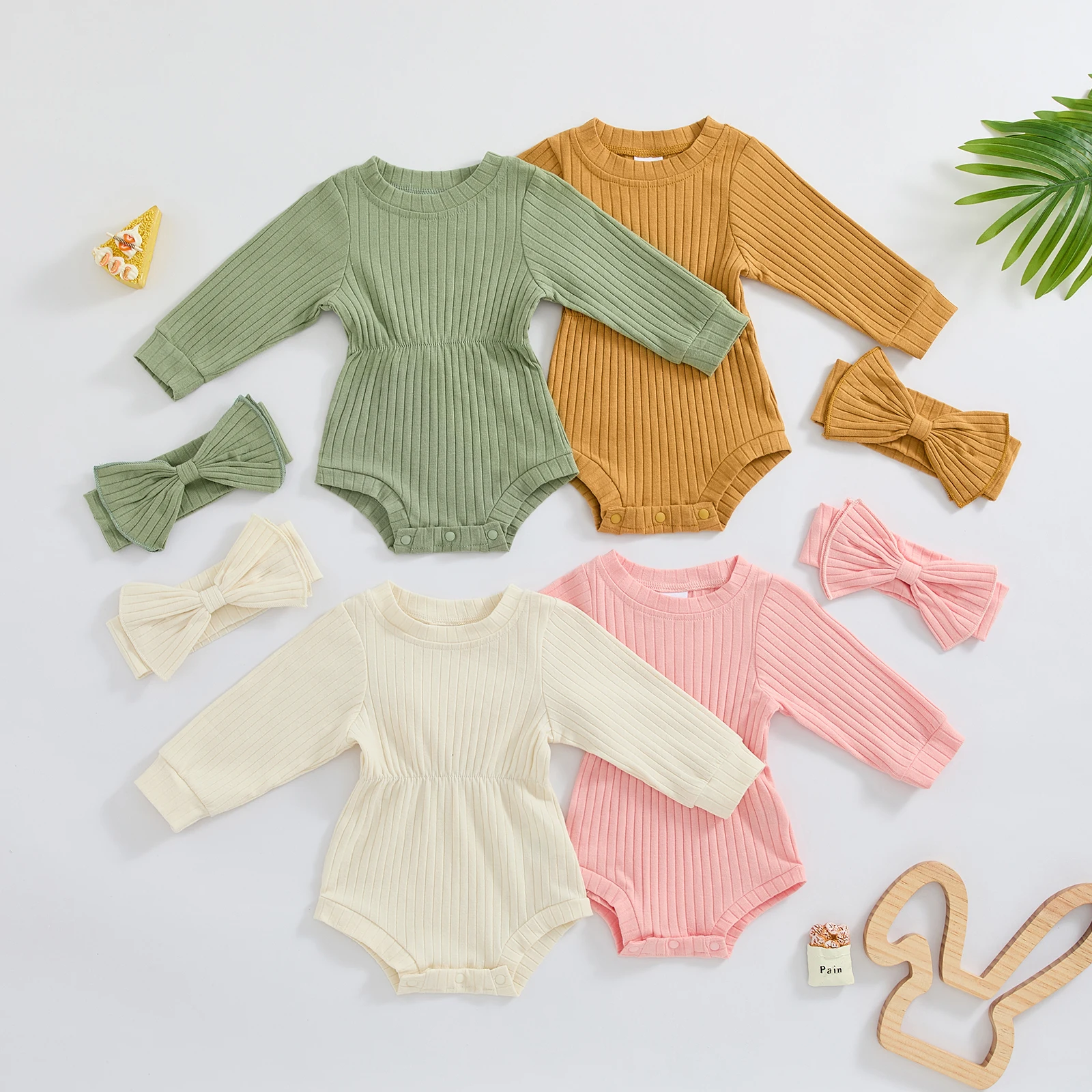 Newborn Baby Girl Clothes Ribbed Knit Long Sleeve Romper Bodysuit Jumpsuit with Bow Headband Fall Spring Outfit
Newborn Baby Girl Clothes Ribbed Knit Long Sleeve Romper Bodysuit Jumpsuit with Bow Headband Fall Spring Outfit
