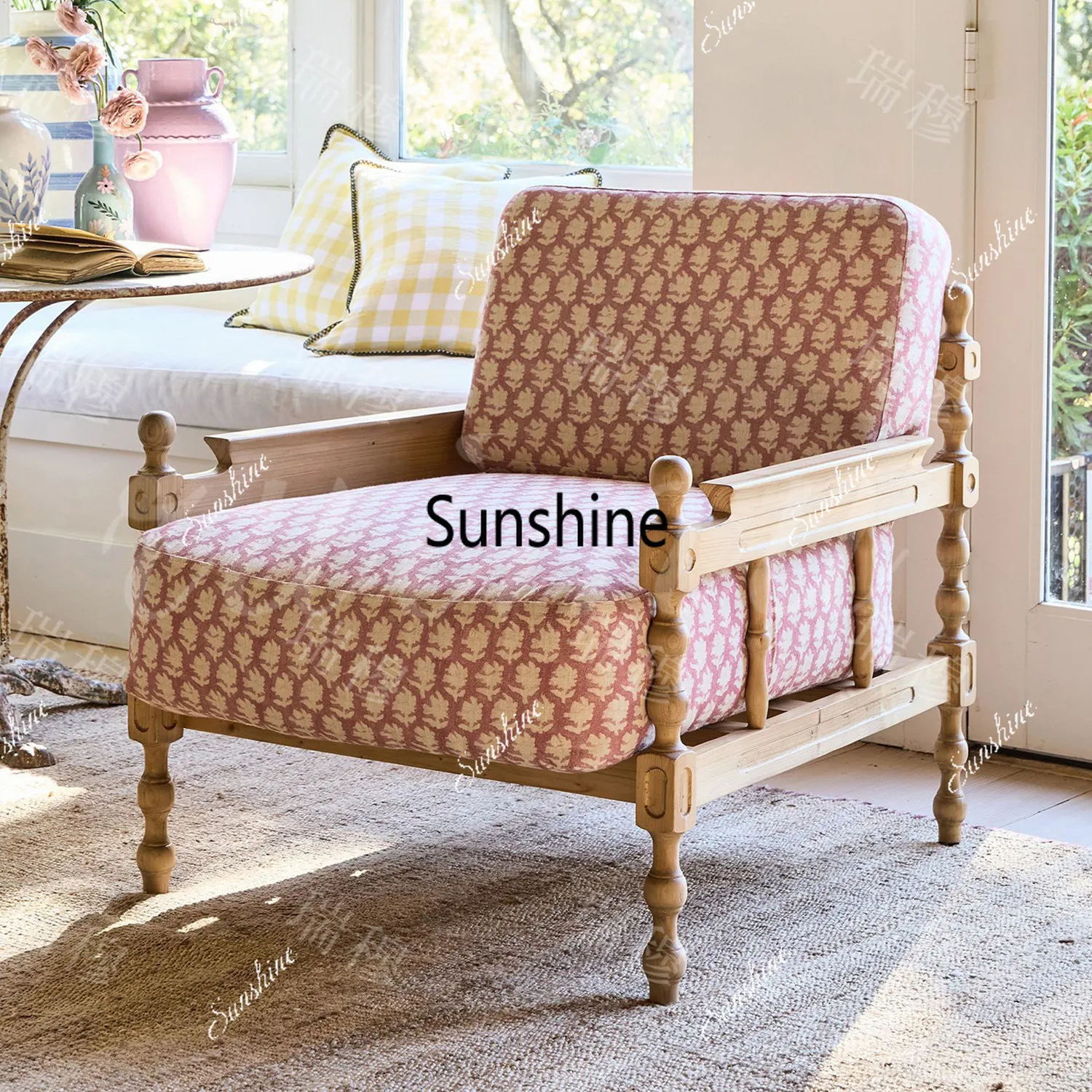 French retro fabric solid wood leisure chair
French retro fabric solid wood leisure chair