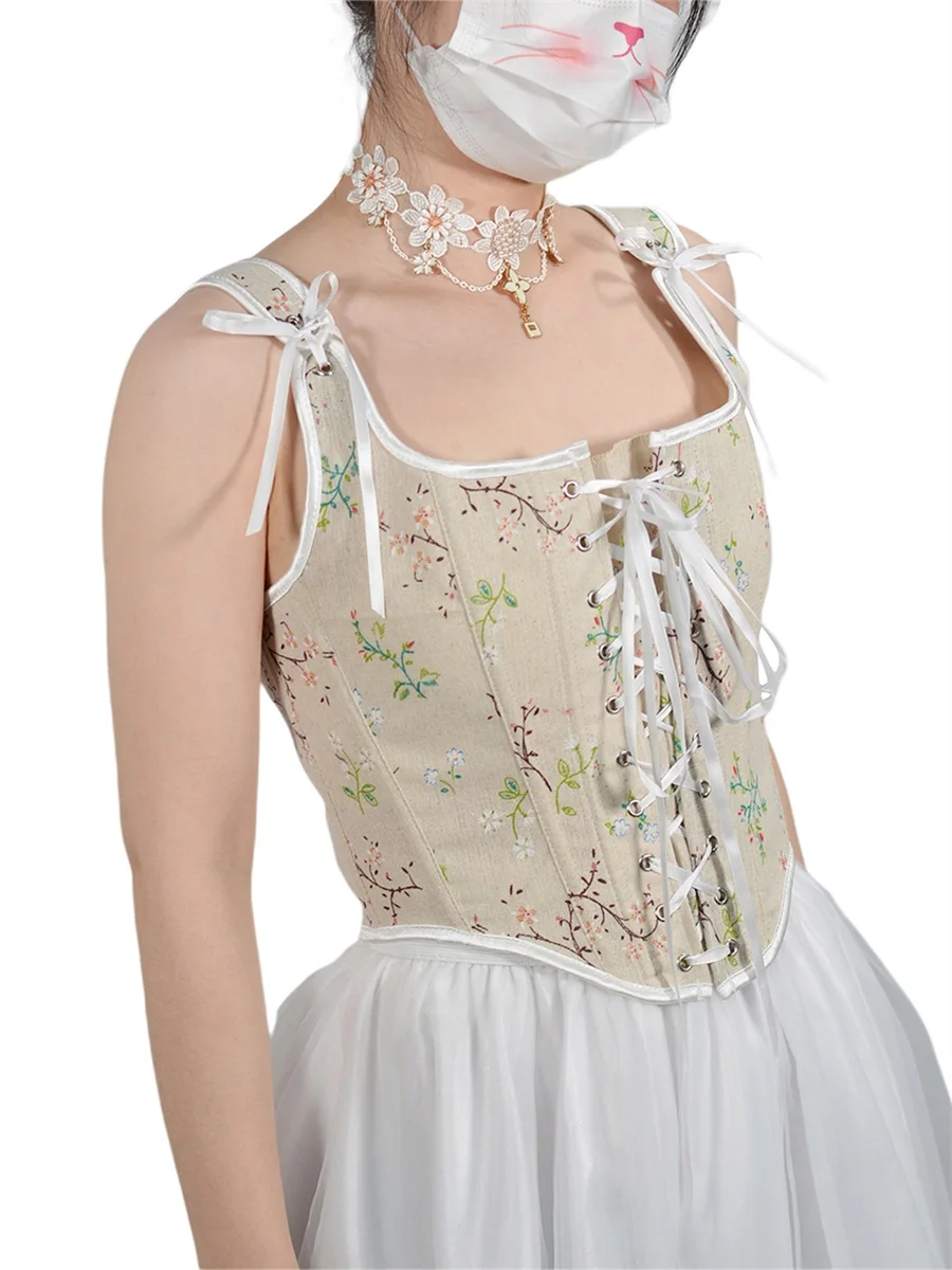 Ladies New French Vintage Corset Camisole with Tie U Neck Leaf Print Vintage Sleeveless Floral Lace Up Slim Top for Party Club
Ladies New French Vintage Corset Camisole with Tie U Neck Leaf Print Vintage Sleeveless Floral Lace Up Slim Top for Party Club
