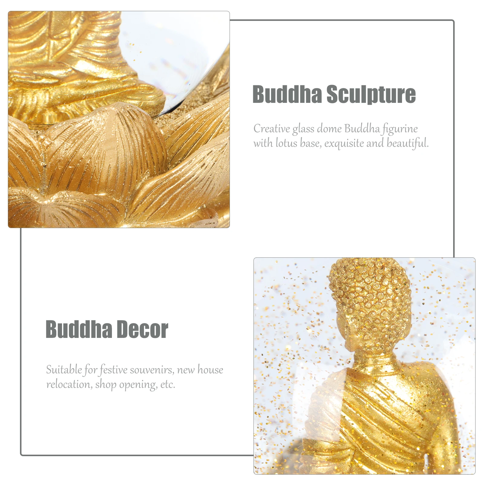 Buddha Statue Creative Glass Dome Figurine Premium Resin Buddha Statue nament Material Festive Souvenirs New House Decor
Buddha Statue Creative Glass Dome Figurine Premium Resin Buddha Statue nament Material Festive Souvenirs New House Decor