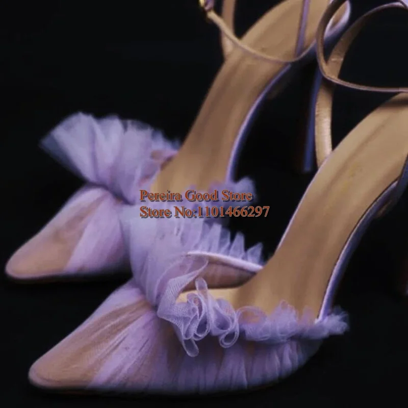 Mesh Pleated Pointed Toe High Heel Pumps Crystal Ankle Strap Ruffles Stiletto Heels Party Celebrating Shoes Purple Green
Mesh Pleated Pointed Toe High Heel Pumps Crystal Ankle Strap Ruffles Stiletto Heels Party Celebrating Shoes Purple Green