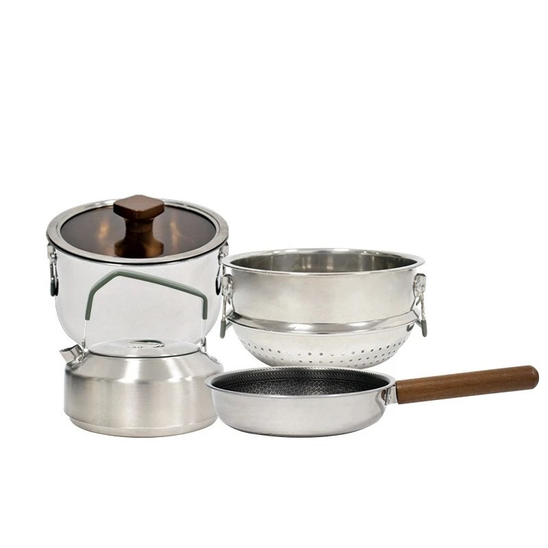 Outdoor camping picnic equipment Full set of camping pots 304 sets of pots
Outdoor camping picnic equipment Full set of camping pots 304 sets of pots