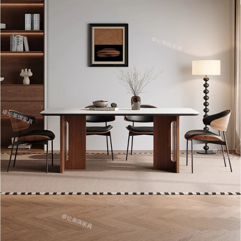 Middle Ages Rock Slab Retractable Dining Table Modern Simple Light Luxury Table Eenvoudig En Stijlvol Dining Room Furniture 
Middle Ages Rock Slab Retractable Dining Table Modern Simple Light Luxury Table Eenvoudig En Stijlvol Dining Room Furniture