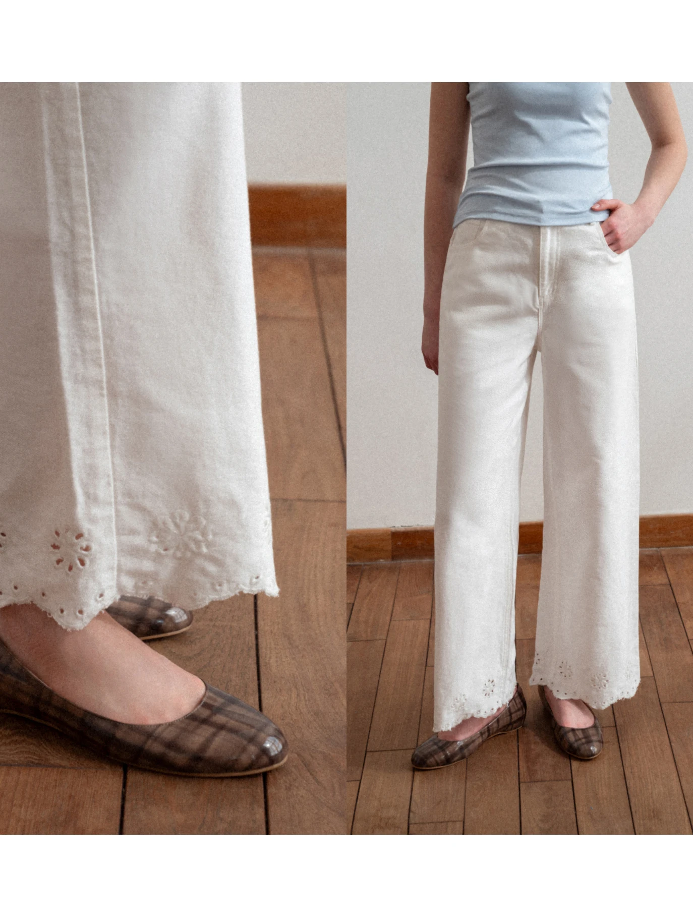 White Embroidered Hem Straight Leg Casual Jeans High Waist Loose Slimming Commute Wide Leg Pants EGGKA Women's Jeans
White Embroidered Hem Straight Leg Casual Jeans High Waist Loose Slimming Commute Wide Leg Pants EGGKA Women's Jeans