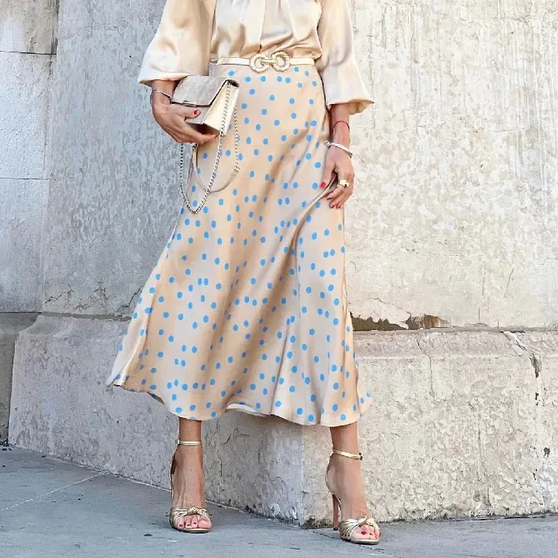 2023 Autumn Office A-line Vintage Silk Printed Skirt Female Skirt Women's Long Satin Skirt Midi Elegant High Waist Polka Dot
2023 Autumn Office A-line Vintage Silk Printed Skirt Female Skirt Women's Long Satin Skirt Midi Elegant High Waist Polka Dot