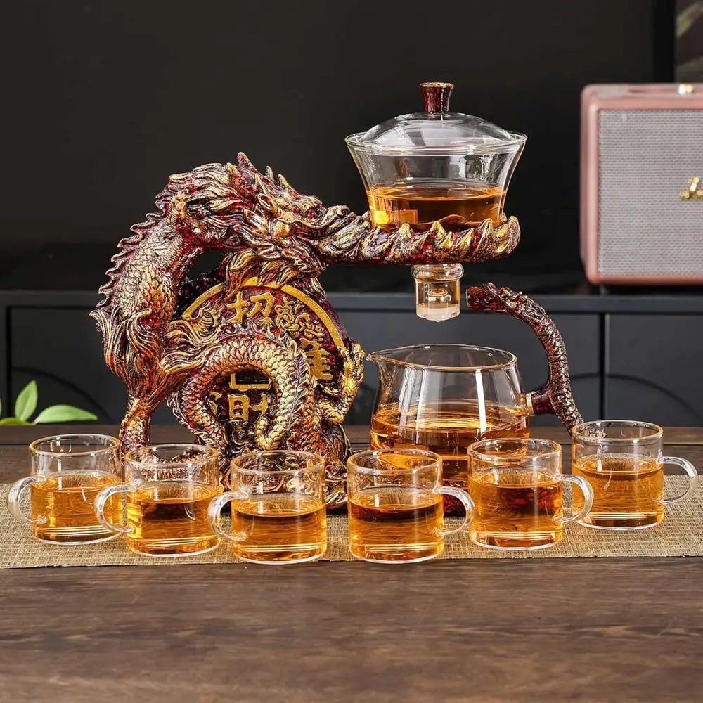 Glass Teapot Set with Inuser Semi Automatic Dragon Tea Set with 6 Small Cups (red n dragon-b)
Glass Teapot Set with Inuser Semi Automatic Dragon Tea Set with 6 Small Cups (red n dragon-b)