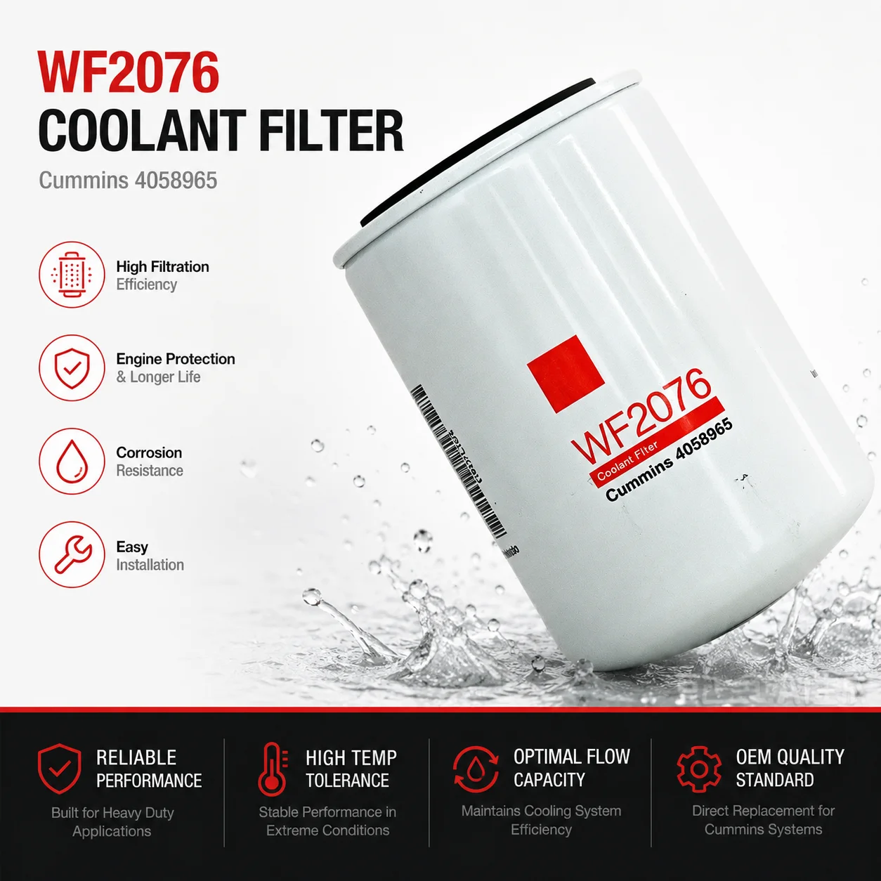High Quality WF2076 4058965 P552076 Water Filters For Fleetguard Filter Excavator
High Quality WF2076 4058965 P552076 Water Filters For Fleetguard Filter Excavator