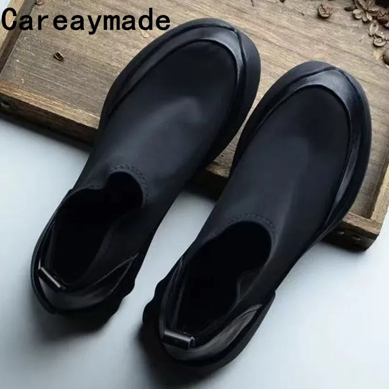 Careaymade-Genuine Leather wider toe Chelsea women's boots Elastic Cloth Round Head Flat Bottom Sleeve Artistic Short Boots
Careaymade-Genuine Leather wider toe Chelsea women's boots Elastic Cloth Round Head Flat Bottom Sleeve Artistic Short Boots