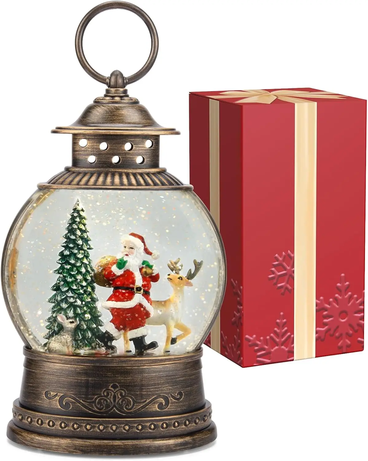 Christmas Snow Globe Lantern with Music, Lighted Santa Decoration for Home, USB/Battery Operated with 6H Timer
Christmas Snow Globe Lantern with Music, Lighted Santa Decoration for Home, USB/Battery Operated with 6H Timer