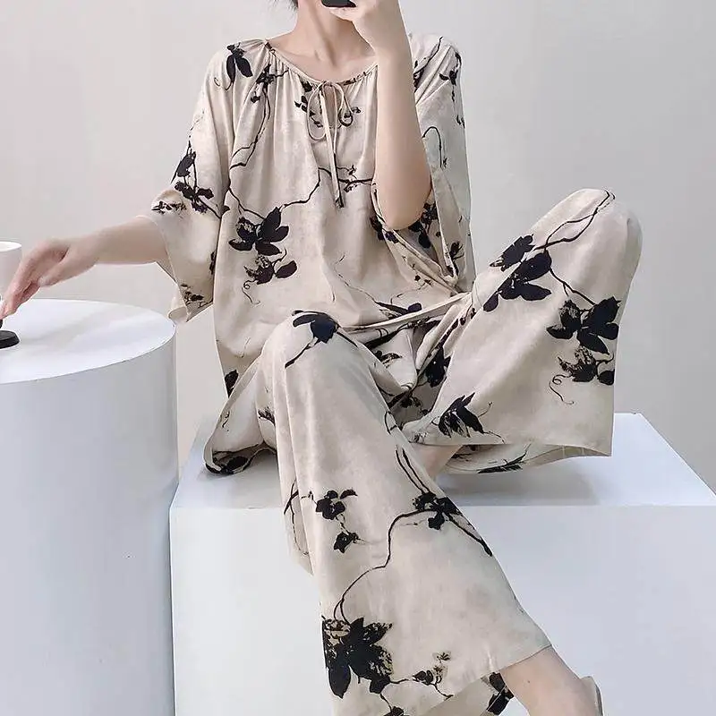 New Chinese Style Cotton Silk Sleepwear Women's Spring Autumn Home Clothes Can Be Worn outside Simple Lazy Style Cotton Silk ...
New Chinese Style Cotton Silk Sleepwear Women's Spring Autumn Home Clothes Can Be Worn outside Simple Lazy Style Cotton Silk ...