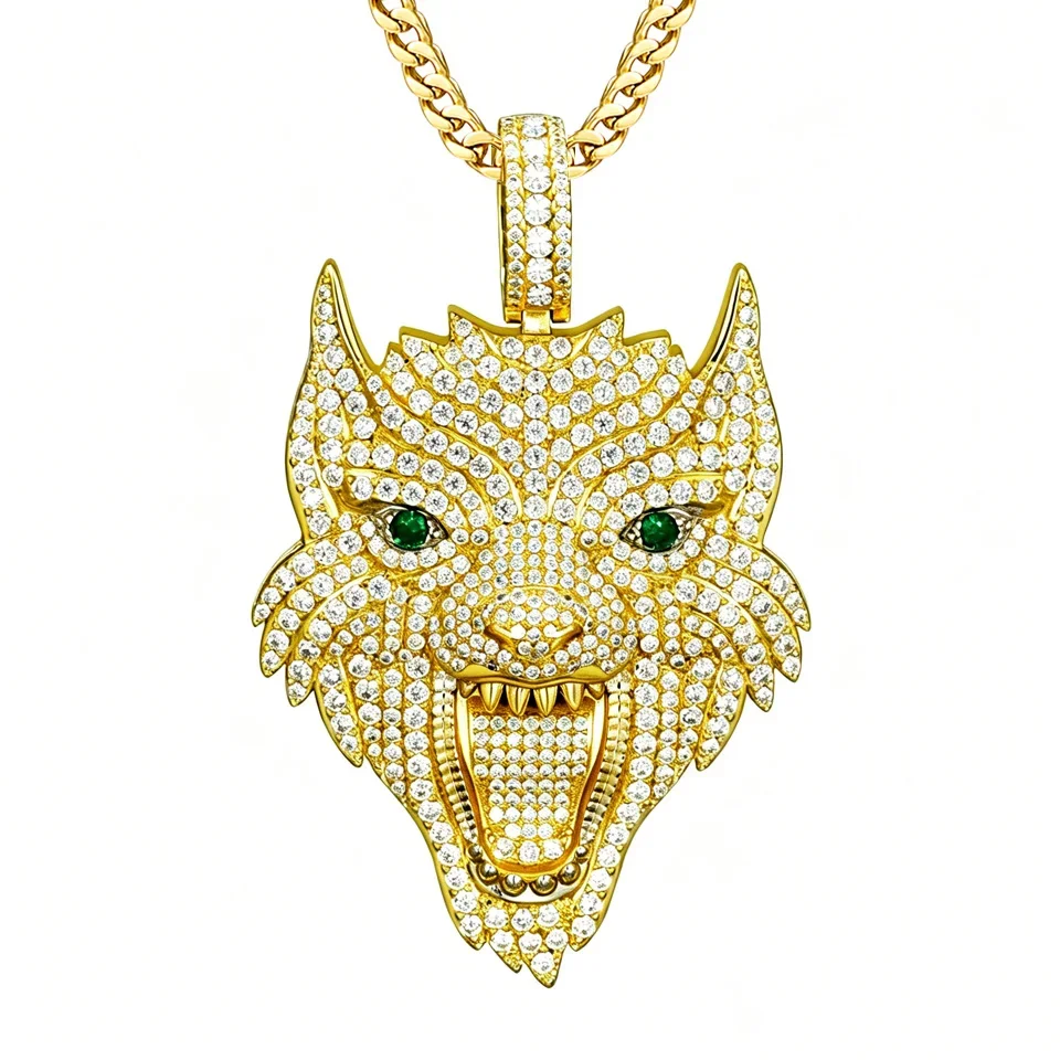 VANAXIN Iced Out Wolf Head Pendant Necklace for Men 14K Gold Plated Cubic Zirconia Hip Hop Jewelry for Streetwear
VANAXIN Iced Out Wolf Head Pendant Necklace for Men 14K Gold Plated Cubic Zirconia Hip Hop Jewelry for Streetwear