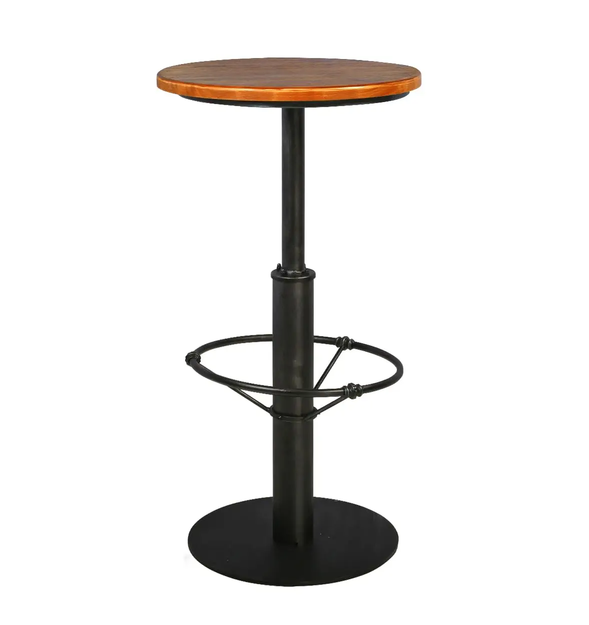 Industrial Bar Table 42 Inch Round Pine Wood Top Metal Base Adjustable Footrest
Industrial Bar Table 42 Inch Round Pine Wood Top Metal Base Adjustable Footrest