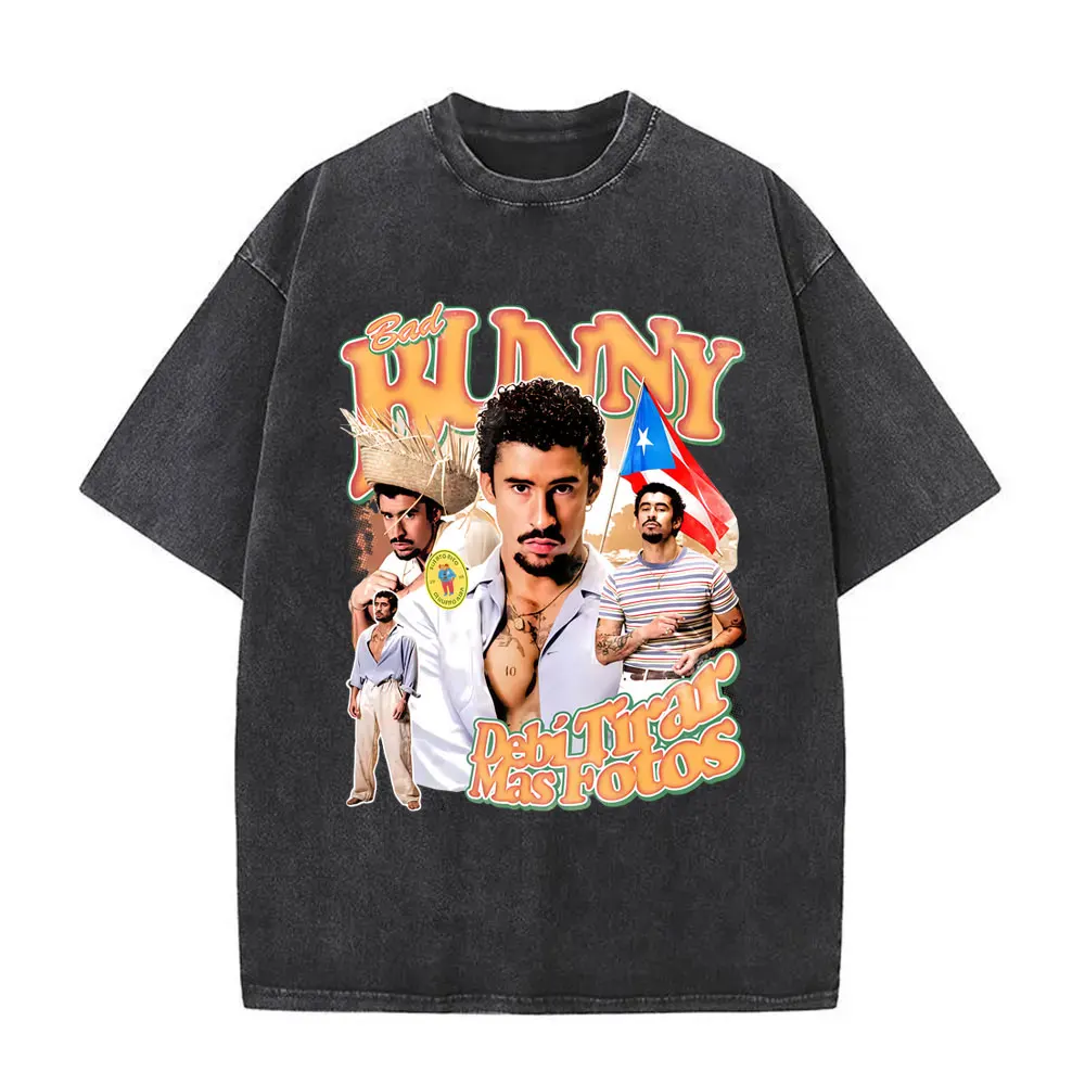 Rapper Bad Bunny Washed Vintage T-shirts Debi Tirar Mas Fotos DTMF World Tour 2026 T Shirts Men Women Fashion Hip Hop Streetwear
Rapper Bad Bunny Washed Vintage T-shirts Debi Tirar Mas Fotos DTMF World Tour 2026 T Shirts Men Women Fashion Hip Hop Streetwear