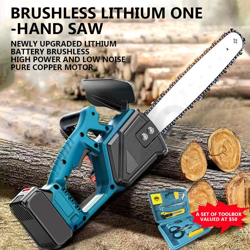 Brushless Rechargeable Cordless Chainsaw Handheld Garden Electric Chain Saw 10/12/14inchs Electric Logging Saw Woodworking Tools
Brushless Rechargeable Cordless Chainsaw Handheld Garden Electric Chain Saw 10/12/14inchs Electric Logging Saw Woodworking Tools
