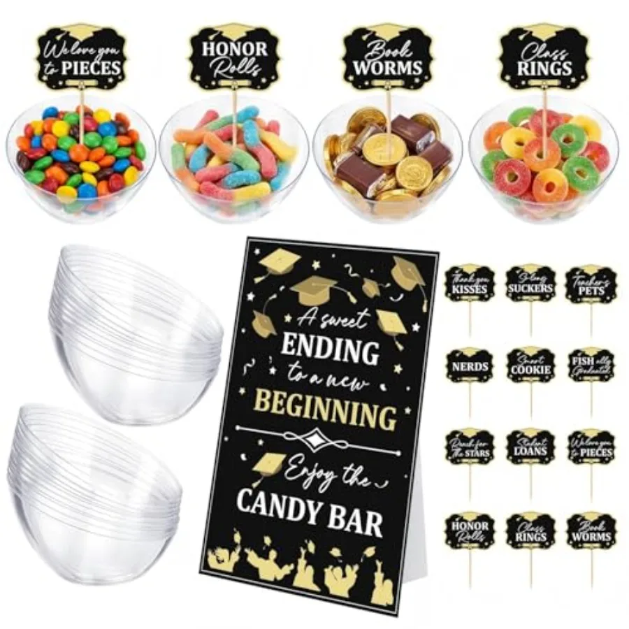 12 Pcs 2026 Graduation Candy Buffet Set Graduation Table Candy Bar Snack Labels Signs and 20oz Plastic Bowl for Graduate Party
12 Pcs 2026 Graduation Candy Buffet Set Graduation Table Candy Bar Snack Labels Signs and 20oz Plastic Bowl for Graduate Party
