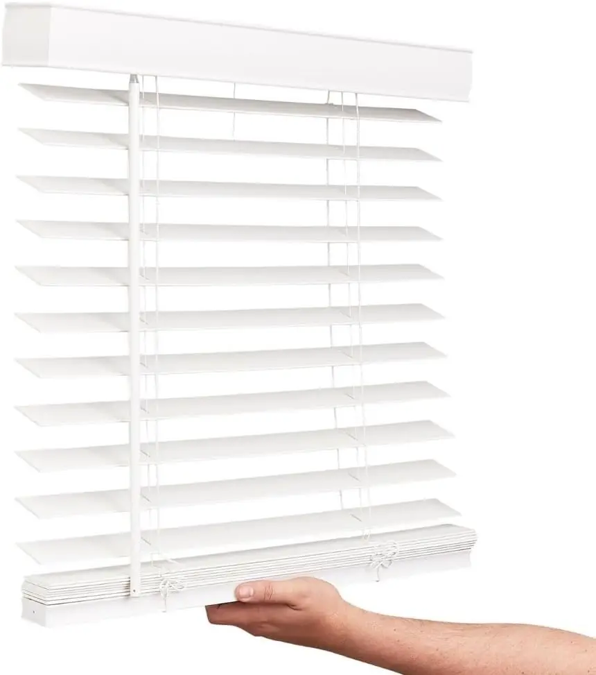 35" x 60" Cordless Faux Wood Blinds, Snow White, 2 Inch Slats for Living Room & Bedroom Windows
35" x 60" Cordless Faux Wood Blinds, Snow White, 2 Inch Slats for Living Room & Bedroom Windows