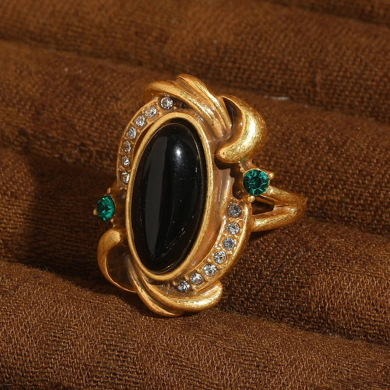 Vintage Black Agate Branch Ring Gold Color Rhinestone Oval Adjustable For Woman Accessories Quality Luxury Designer Thanksgiving
Vintage Black Agate Branch Ring Gold Color Rhinestone Oval Adjustable For Woman Accessories Quality Luxury Designer Thanksgiving