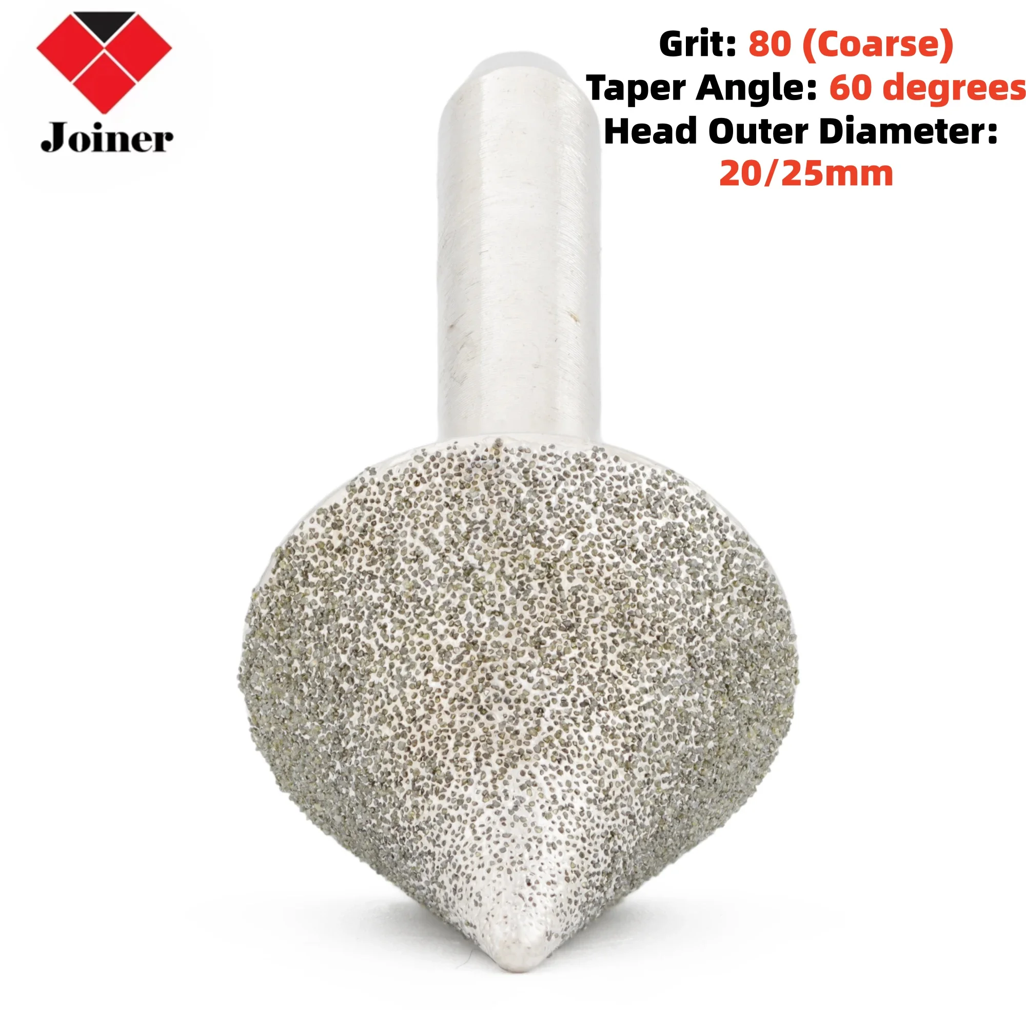 20-25mm 60 Degrees 80 Grit Tapered Diamond Chamfer Grinding Head Burr Bits for Dremel Rotary Tool Glass Stone Polishing Carving
20-25mm 60 Degrees 80 Grit Tapered Diamond Chamfer Grinding Head Burr Bits for Dremel Rotary Tool Glass Stone Polishing Carving