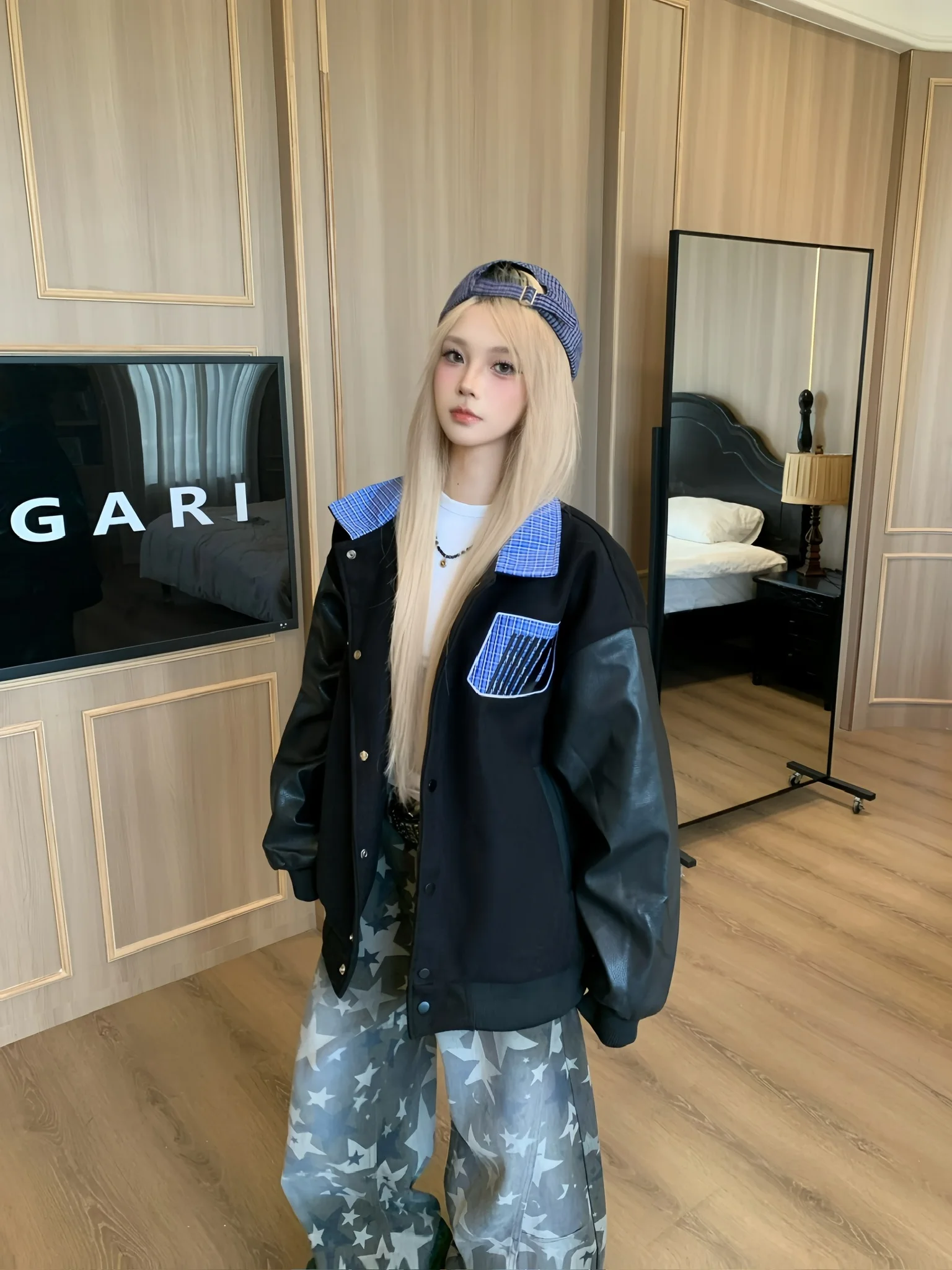 Active Plan American Retro Plaid Splicing Leather Sve Baseball Jaet Loose Casual Jaet for Men And Women Trendy
Active Plan American Retro Plaid Splicing Leather Sve Baseball Jaet Loose Casual Jaet for Men And Women Trendy