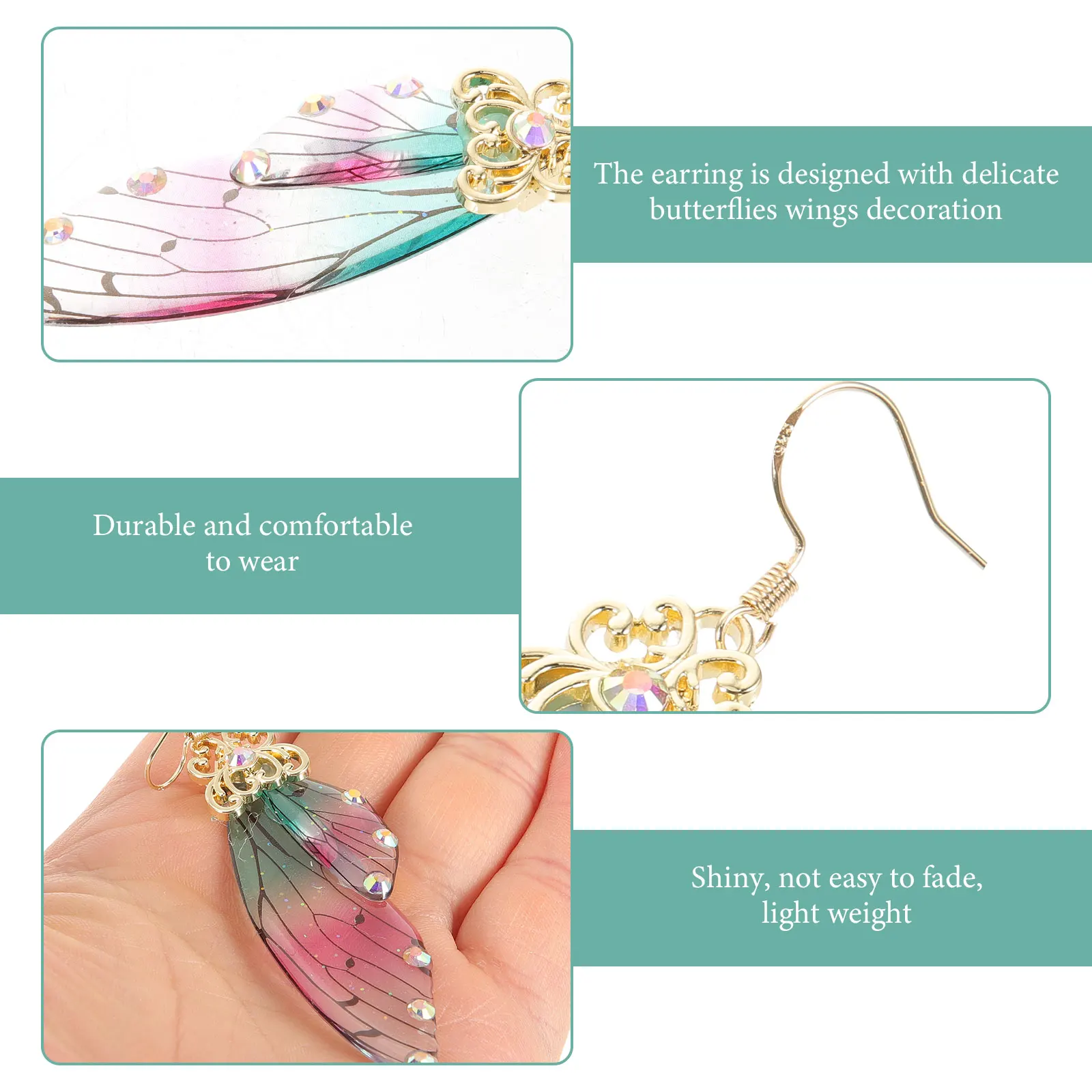 Fairy Sterling White Earrings Dangle Epoxy Butterfly Wing for Women 
Fairy Sterling White Earrings Dangle Epoxy Butterfly Wing for Women