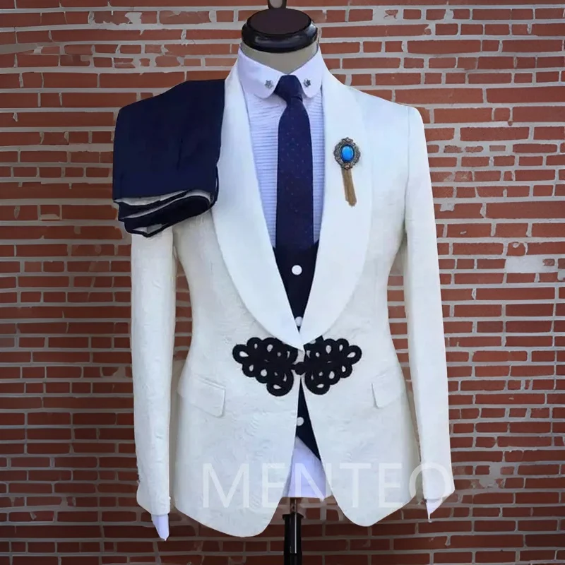 Formal Wedding Tuxedo for Groomsmen with Buttons Shawl Lapel Men Suits Male Fashion Best Man Floral Jacket Pants Vest 2024
Formal Wedding Tuxedo for Groomsmen with Buttons Shawl Lapel Men Suits Male Fashion Best Man Floral Jacket Pants Vest 2024