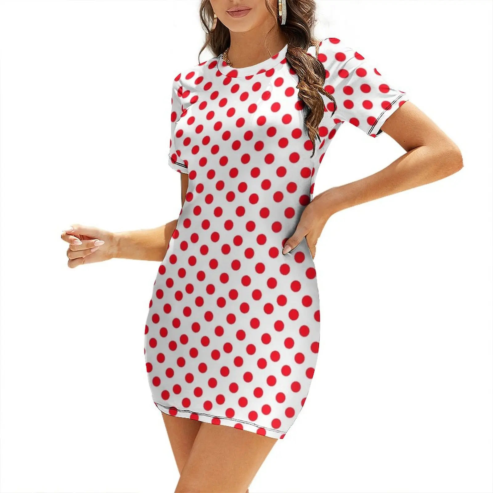Red on White Polka Dots Short Sleeved Dress women's summer jumpsuit woman dress
Red on White Polka Dots Short Sleeved Dress women's summer jumpsuit woman dress