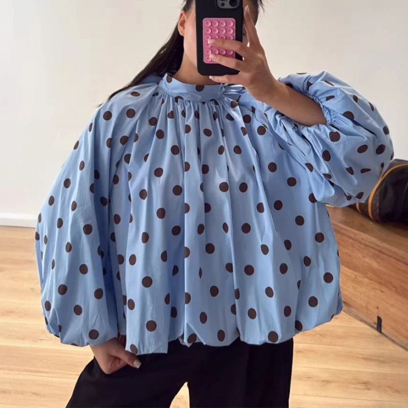 2026 Skinny Back Slits Polka Dot Shirt Women's Loose Bubble Sleeves Meat Cover Skinny Top
2026 Skinny Back Slits Polka Dot Shirt Women's Loose Bubble Sleeves Meat Cover Skinny Top