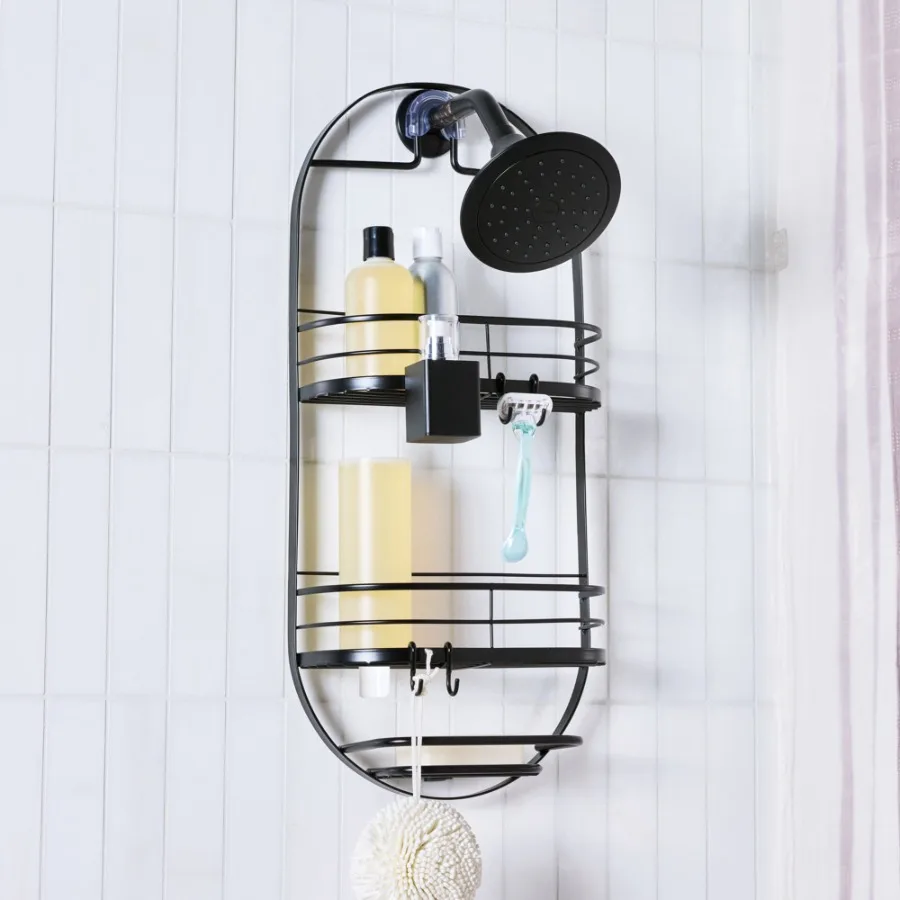 Matte Black 2-Shelf Oval Hanging Shower Caddy with Soap Tray
Matte Black 2-Shelf Oval Hanging Shower Caddy with Soap Tray