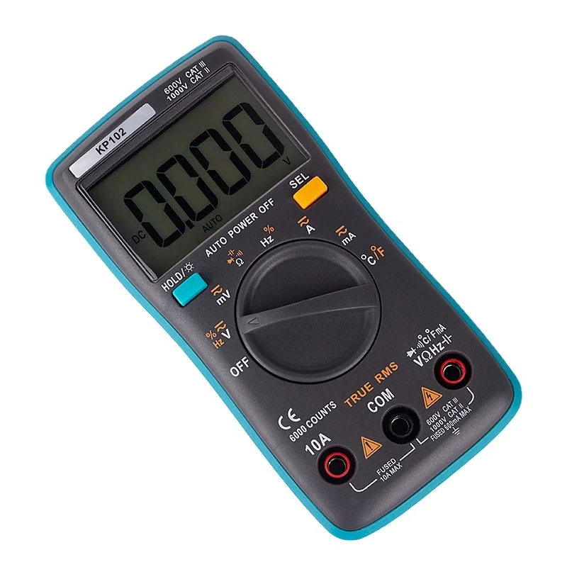 KP102 Professional Handheld Multimeter Voltage Resistance Continuity Tester Automatic Power Off Intelligent Multimeter
KP102 Professional Handheld Multimeter Voltage Resistance Continuity Tester Automatic Power Off Intelligent Multimeter