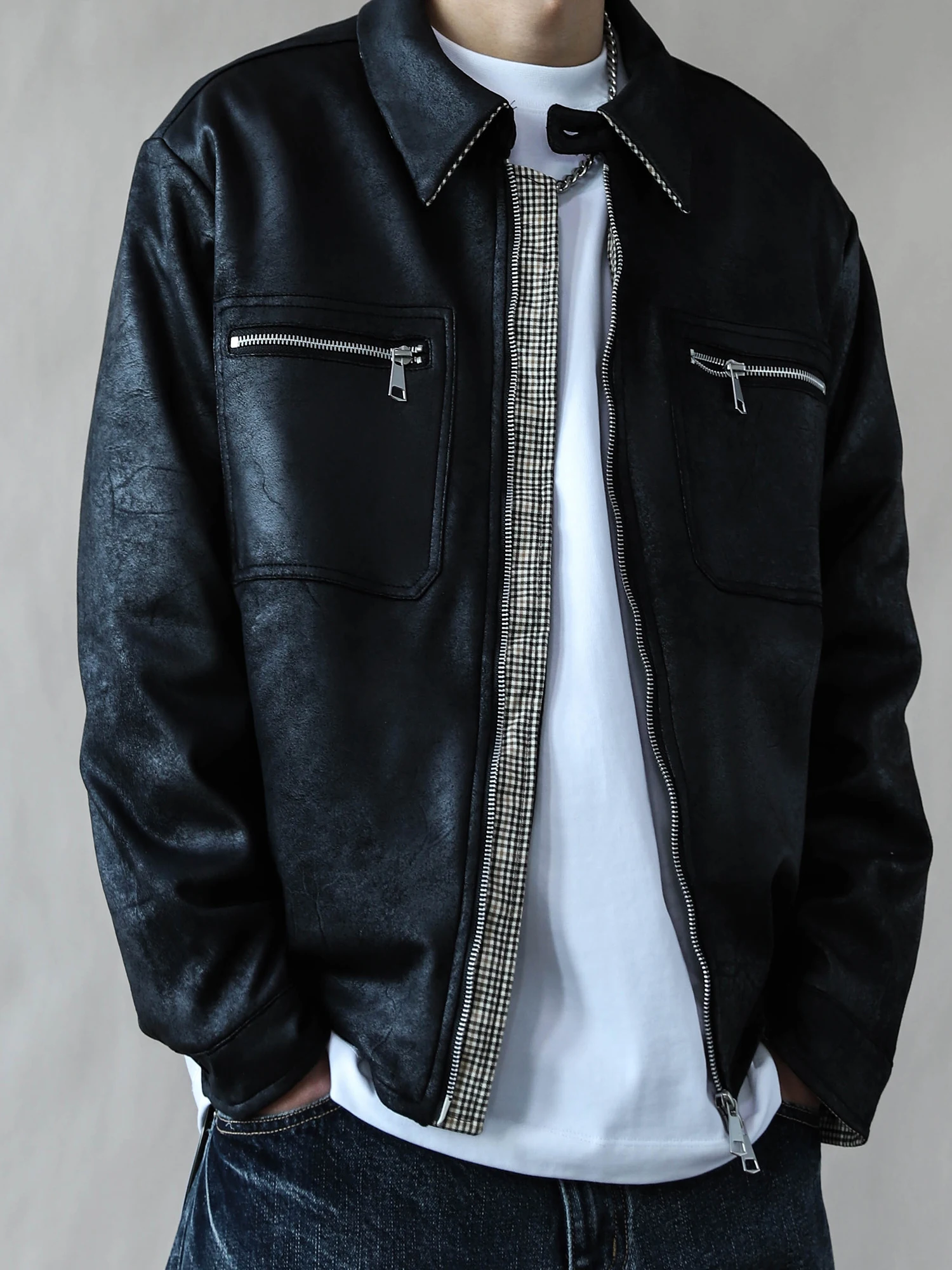 Мужская куртка в американском ретро-стиле, черная, с двойной молнией, с эффектом потертости, с длинными рукавами, винтажная, для весны и осени
Мужская куртка в американском ретро-стиле, черная, с двойной молнией, с эффектом потертости, с длинными рукавами, винтажная, для весны и осени