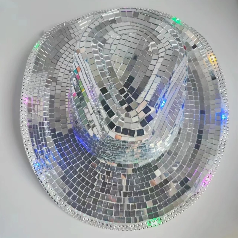 Ball Cowboy Hat With Mirrored Glass Jewels Mesh Accents Glitter Flashing Cowboy Hat for Carnivals Party
Ball Cowboy Hat With Mirrored Glass Jewels Mesh Accents Glitter Flashing Cowboy Hat for Carnivals Party