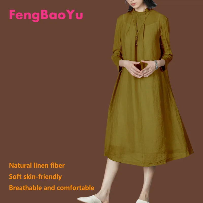 Fengbaoyu Linen Summer Ladies Nine-sleeve Dress Temperament Elegant Black Cotton Linen Medium Dress Absorbs Sweat and Breathes
Fengbaoyu Linen Summer Ladies Nine-sleeve Dress Temperament Elegant Black Cotton Linen Medium Dress Absorbs Sweat and Breathes
