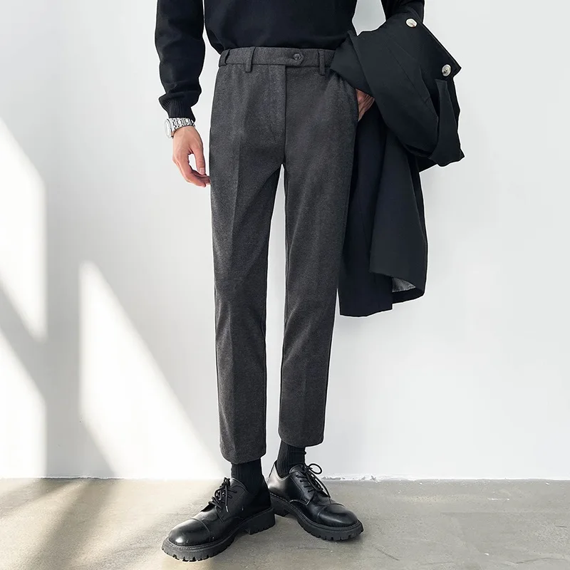Men's Autumn Winter Thiened Casual Wool Pants Straight Leg Slimming Drapey Sle Korean Trendy Long Trousers for Youth
Men's Autumn Winter Thiened Casual Wool Pants Straight Leg Slimming Drapey Sle Korean Trendy Long Trousers for Youth