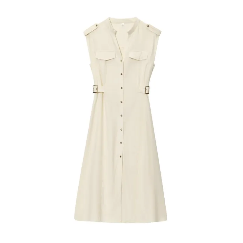 TRAF Women's Dresses Autumn Sleeveless Midi Dress Waist Nippling Waist Design Large A Skirt Casual Fashion High-end personal
TRAF Women's Dresses Autumn Sleeveless Midi Dress Waist Nippling Waist Design Large A Skirt Casual Fashion High-end personal