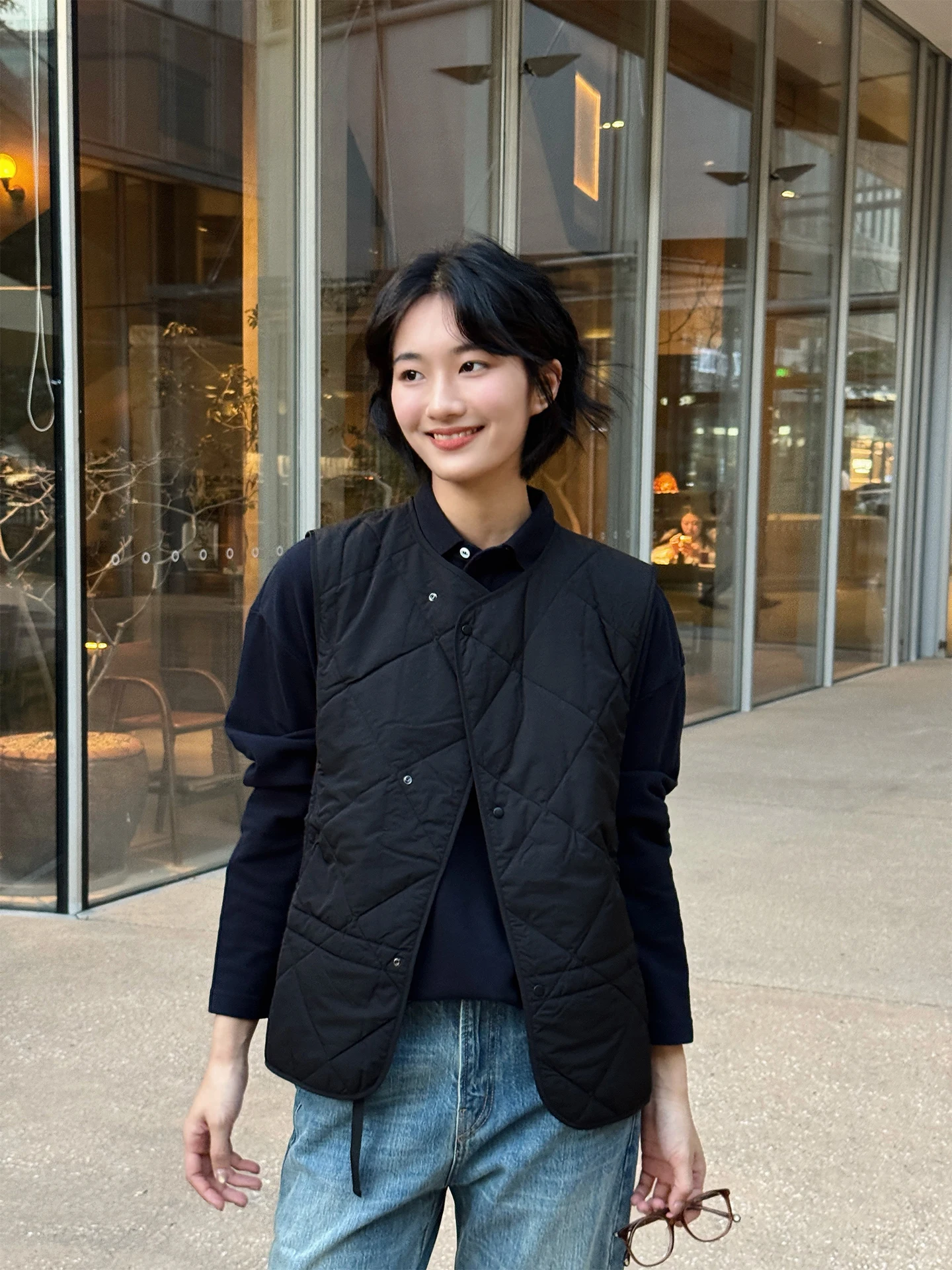 Bla Cotton Vest Women's Faionable Layered Wear Diamond Pattern Spring New Design Simple Sle Commute Wind Resistant
Bla Cotton Vest Women's Faionable Layered Wear Diamond Pattern Spring New Design Simple Sle Commute Wind Resistant