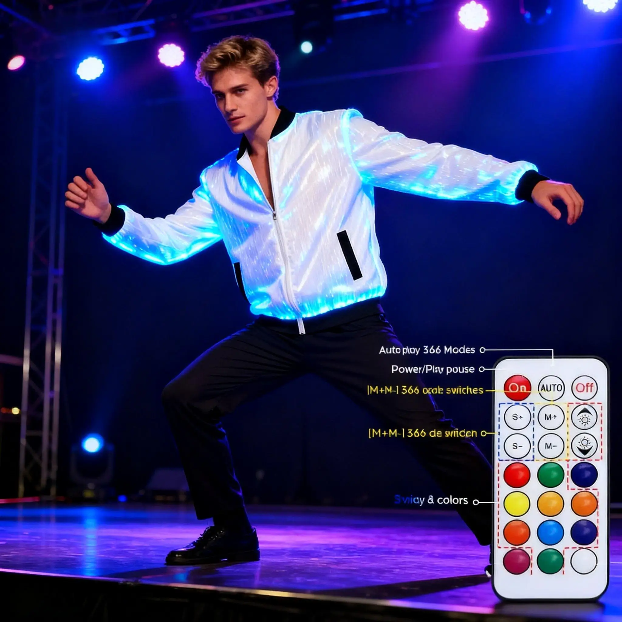 Men's LED Short Jacket Luminous Optic Fiber Gentleman Dance Costume Light-Up Stage Performance Cosplay Clubwear
Men's LED Short Jacket Luminous Optic Fiber Gentleman Dance Costume Light-Up Stage Performance Cosplay Clubwear