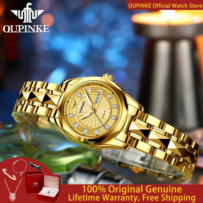 OUPINKE 3172 Fashion Simple Women Watch Gold Luxury Automatic Movement Mechanical Watch Business Calendar Elegant Women Watch
OUPINKE 3172 Fashion Simple Women Watch Gold Luxury Automatic Movement Mechanical Watch Business Calendar Elegant Women Watch