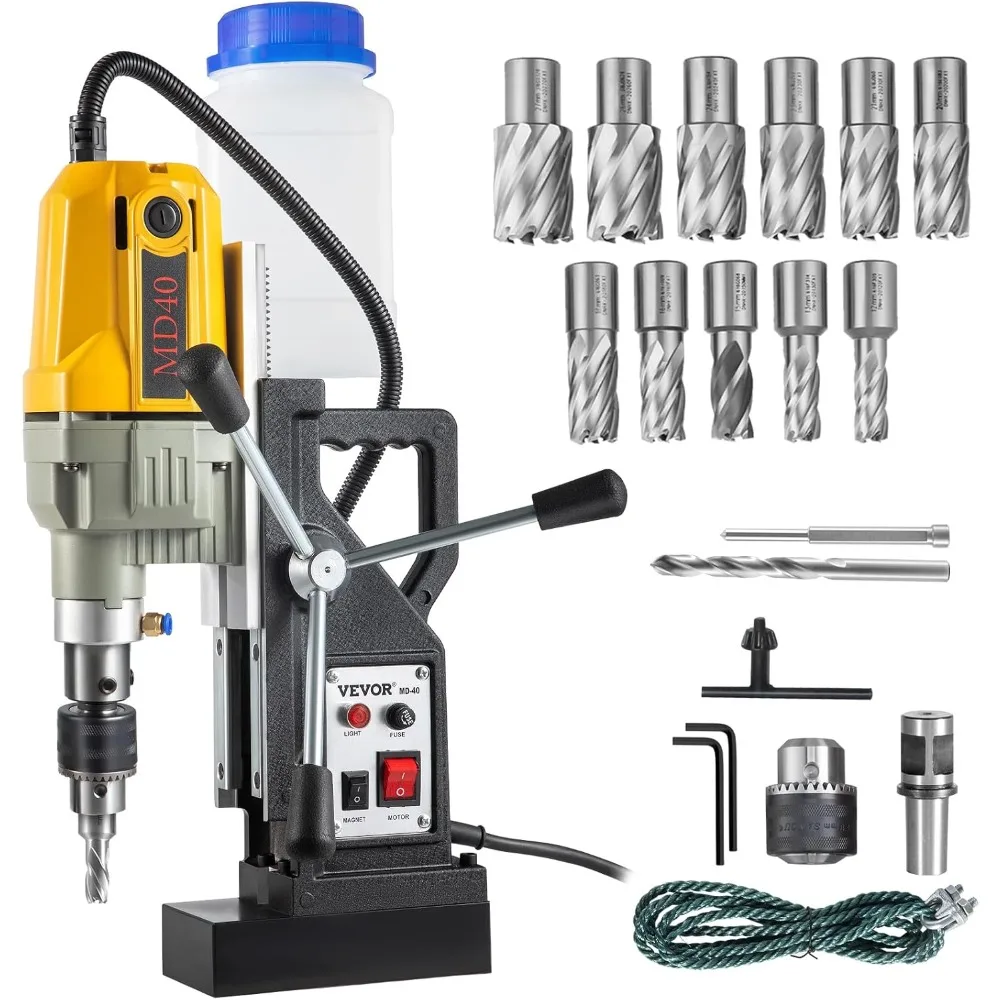 Magnetic Drill, 1100W 1.57" Boring Diameter, 2697lbf/12000N Portable Electric Mag Drill Press with 12 Drilling Bits, 580 RPM Ma
Magnetic Drill, 1100W 1.57" Boring Diameter, 2697lbf/12000N Portable Electric Mag Drill Press with 12 Drilling Bits, 580 RPM Ma