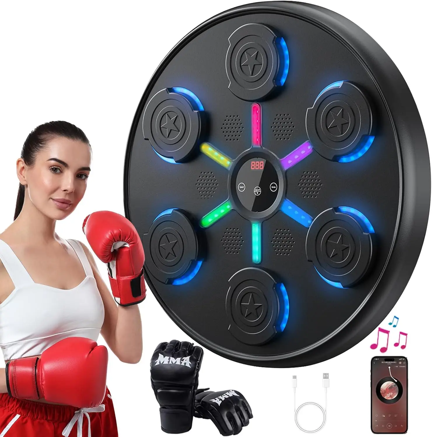 Music Boxing Machine with Gloves, Wall Mounted Smart Bluetooth Trainer for Adults, Indoor Gym
Music Boxing Machine with Gloves, Wall Mounted Smart Bluetooth Trainer for Adults, Indoor Gym