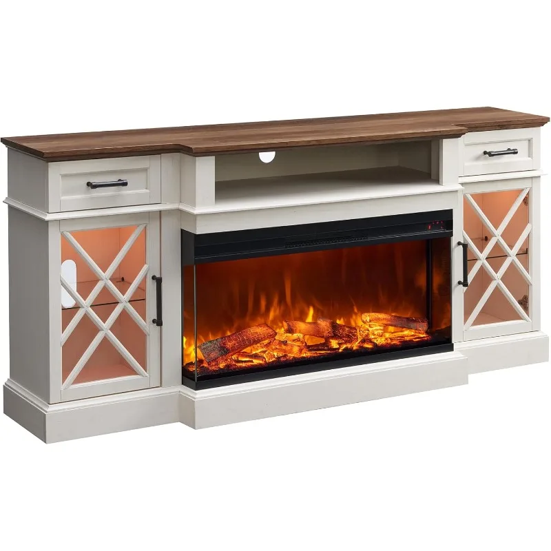 70'' TV Stand with 36'' Electric Fireplace,Media Entertainment Center for TVs Up to 80'',Modern Farmhouse 3-Sided Glass TV Stand
70'' TV Stand with 36'' Electric Fireplace,Media Entertainment Center for TVs Up to 80'',Modern Farmhouse 3-Sided Glass TV Stand