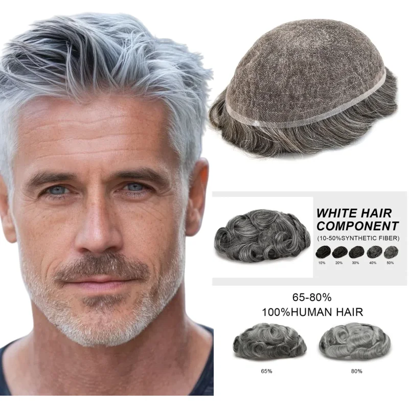 Men Toupee 100% Human Hair 8x10 Inch Full Lace Base Grey Shades | For Traveling Colors 1B80 #7 Easy To Pack
Men Toupee 100% Human Hair 8x10 Inch Full Lace Base Grey Shades | For Traveling Colors 1B80 #7 Easy To Pack