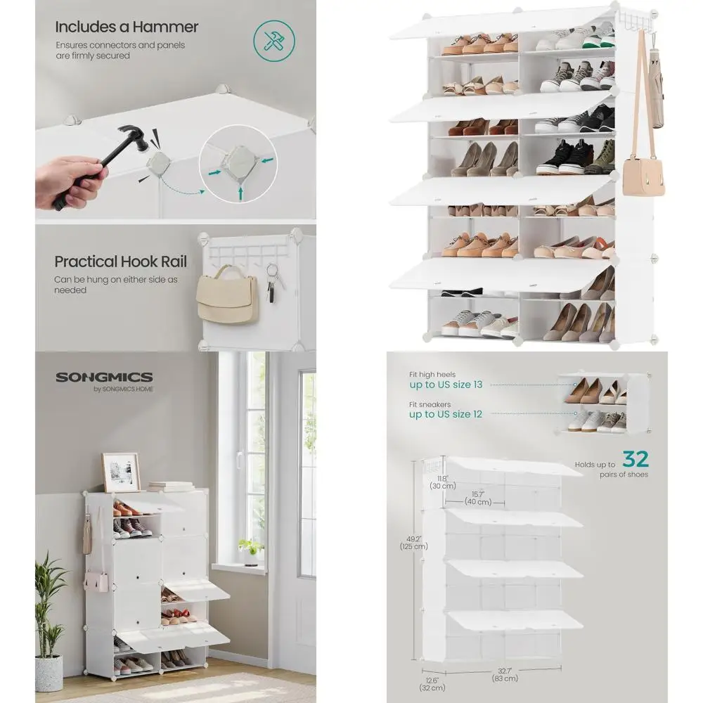 8-Tier Adjustable Shoe Storage Cabinet, 32-Pair Capacity, Cloud White for Entryway and Closet
8-Tier Adjustable Shoe Storage Cabinet, 32-Pair Capacity, Cloud White for Entryway and Closet