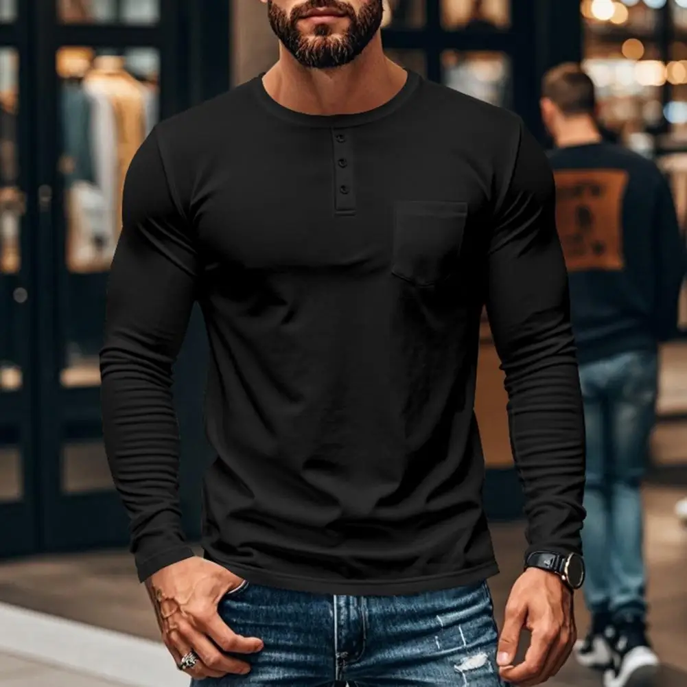 Men's Crew Neck Tee Long Sleeve T-Shirt With Chest Pocket Solid Color Casual Top For Daily Wear Work And Outdoor Activities
Men's Crew Neck Tee Long Sleeve T-Shirt With Chest Pocket Solid Color Casual Top For Daily Wear Work And Outdoor Activities
