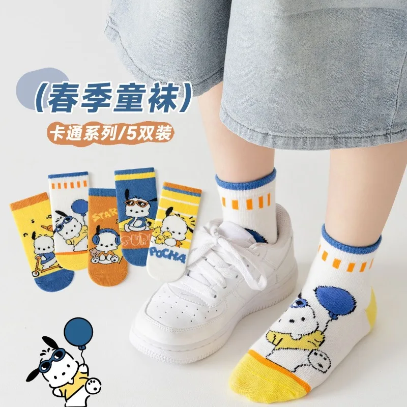 5 Pairs Sanrio Kids Socks New Spring and Summer Kawaii Cartoon Mesh Breathable Children Mid-calf Cotton Sock for Boys 1-12 Years
5 Pairs Sanrio Kids Socks New Spring and Summer Kawaii Cartoon Mesh Breathable Children Mid-calf Cotton Sock for Boys 1-12 Years