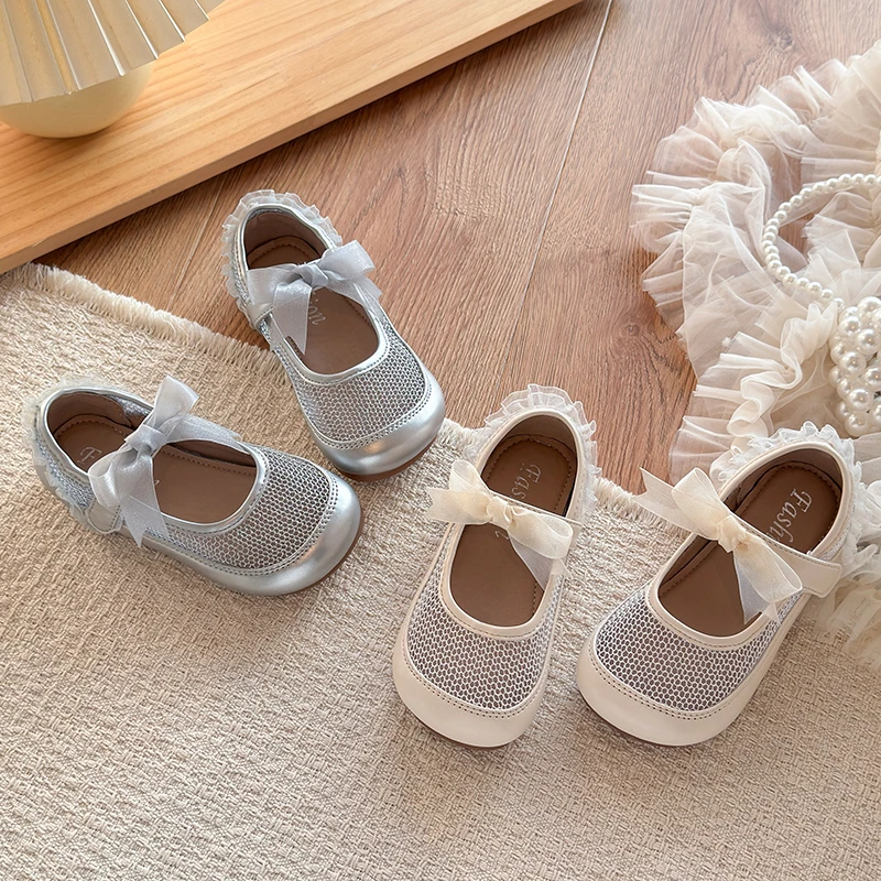 Spring Girl's Princess Shoes Mesh Bowknot Cute Kid's Flat Shoe Beige Silver Anti-slip Daily Sweet Versatile Children Shoes 4-6Y
Spring Girl's Princess Shoes Mesh Bowknot Cute Kid's Flat Shoe Beige Silver Anti-slip Daily Sweet Versatile Children Shoes 4-6Y