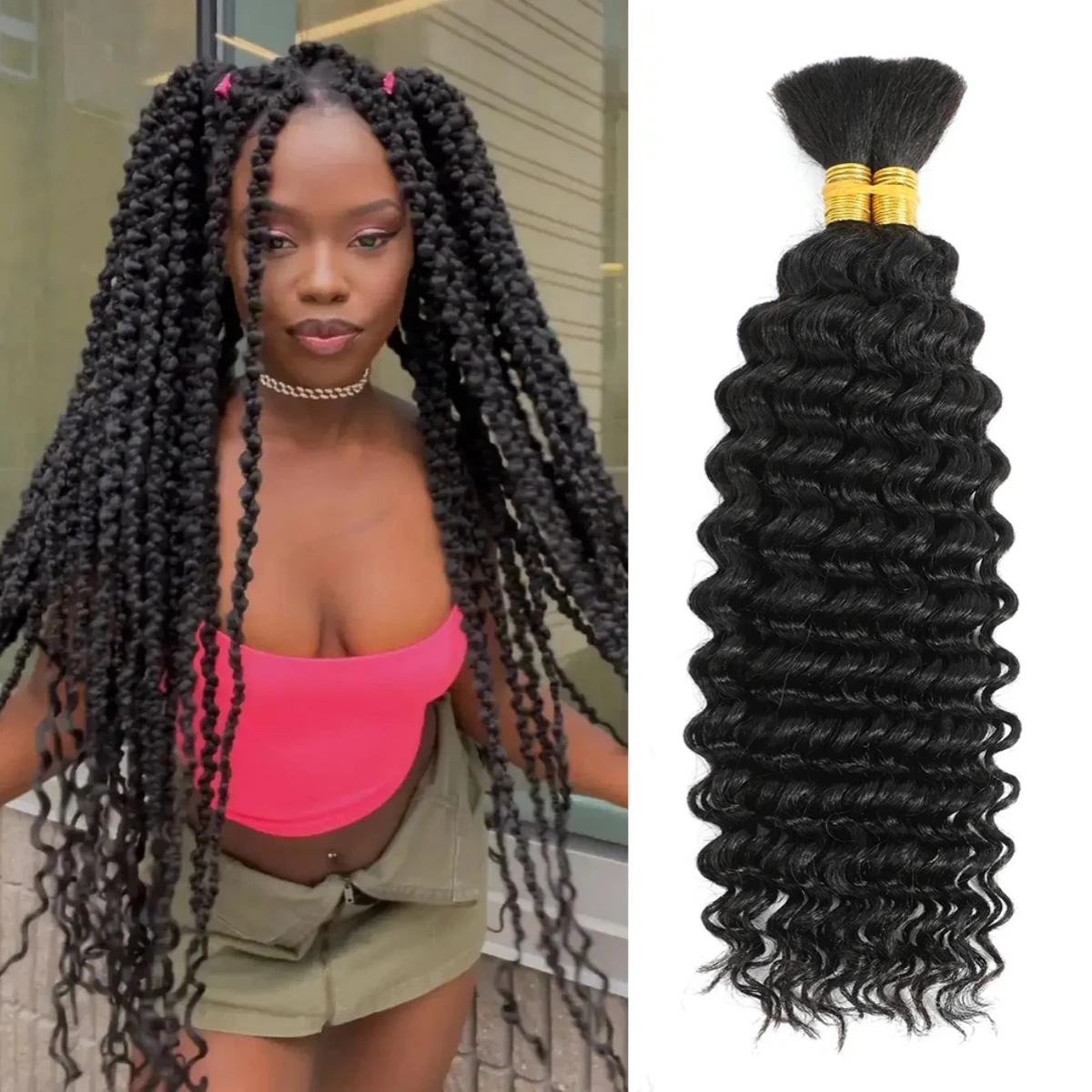 16-26 Inch Deep Wave Bulk Hair For Braiding 100% Unprocessed Hair Extension No Weft Hair Bulk For Braids Raw Hair Bundles Indian
16-26 Inch Deep Wave Bulk Hair For Braiding 100% Unprocessed Hair Extension No Weft Hair Bulk For Braids Raw Hair Bundles Indian